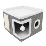 Windowed Bunk Bed cat cave with scratcher