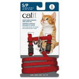 Adj harness and lead set cat small red