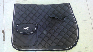 Blue quilted saddle pad w/pockets