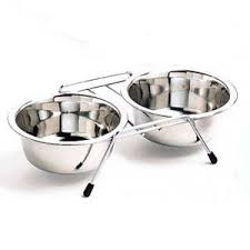 Nourish StSt double dinner bowl/rack 96oz