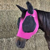 Lycra fly mask fushia by Canadiaan horsewear with zipper & forelock hole