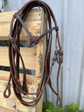 Knotted Brow Headstall and reins - Brown
