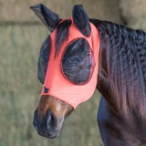 Lycra fly mask orange by CAnadian Horsewearwith zipper & forelock hole