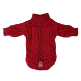 Cable knit LS sweater red large