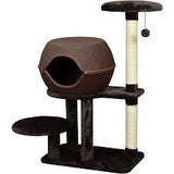 Bud'Z 3 Level cat tree with hidding place brown 58x38x96cm