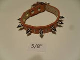 mini spiked leather collar 10" tan