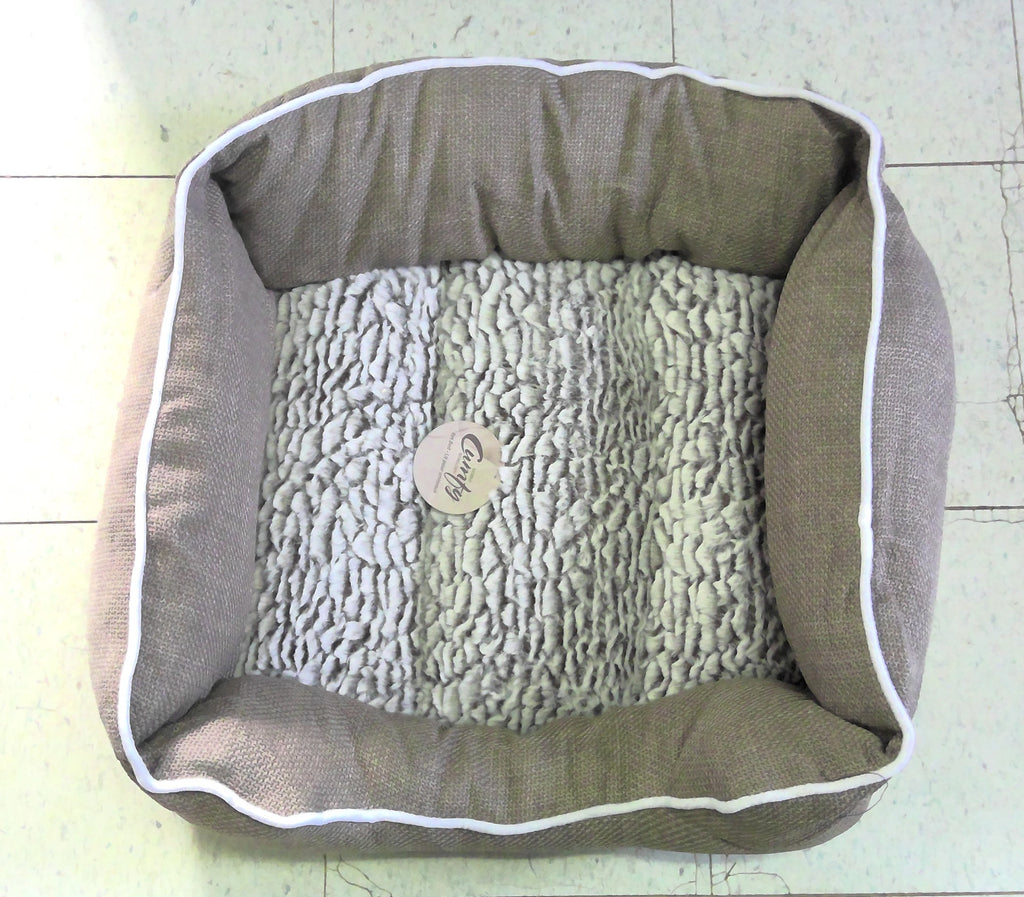 Fleece/cotton bed brown 71X58X23cm