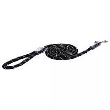 Rogz rope lead black 1/2" X 6'