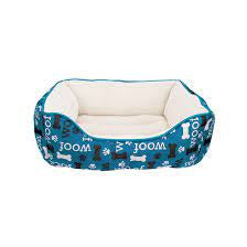 Rectangular cuddle bed WOOF blue