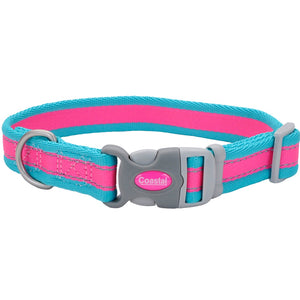 Pet attire pro reflective adjustable collar 8"-12" - pink/teal