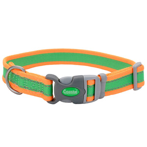 Pet attire pro reflective adjustable collar 10"-14" - green/orange